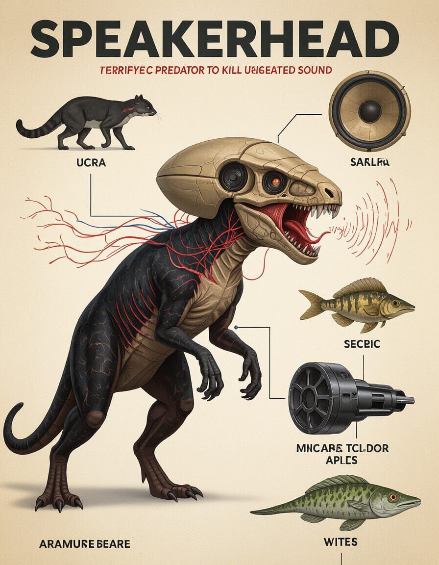 Speakerhead: Hyper-Realistic Zoological Diagram of a Cryptid...