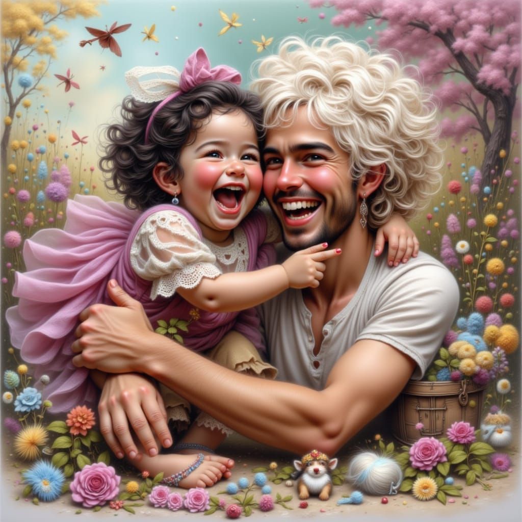 Joyful Children Laughing As Father Tickles Them