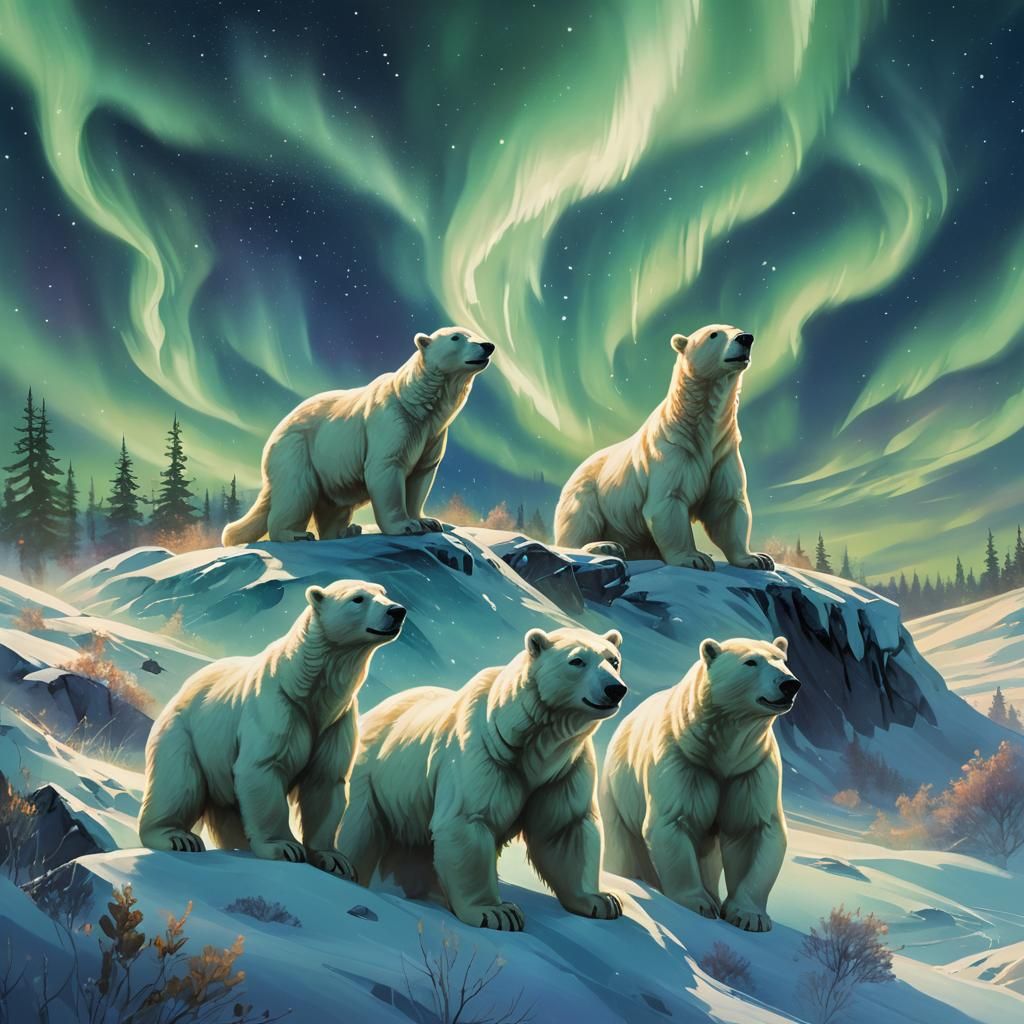 Aurora Borealis Over Tundra: A Digital Matte Painting