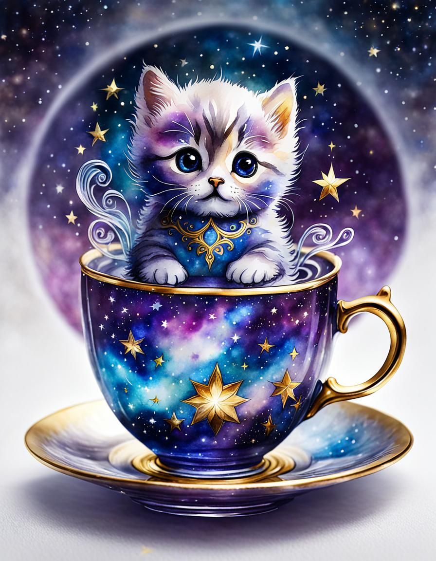 Magical tea cup kitten✨