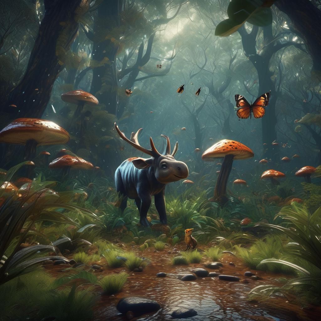 Australian Forest Animals Observe Deforestation: Matte Paint...