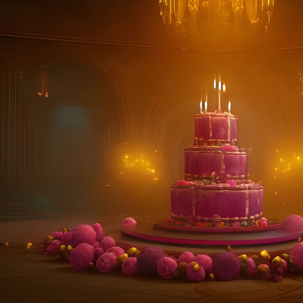 Giant Birthday Cake in a Ballroom