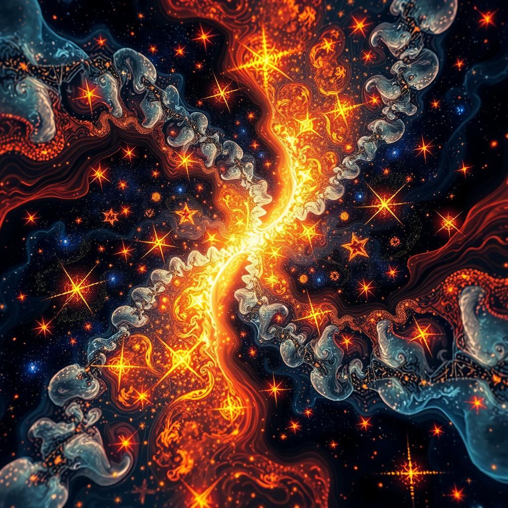 Cosmic Dance of Stars in Fractal Stained Glass