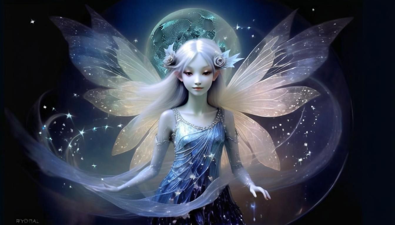 Ethereal Fairy with Fibonacci Hairstyle, Impasto Painting