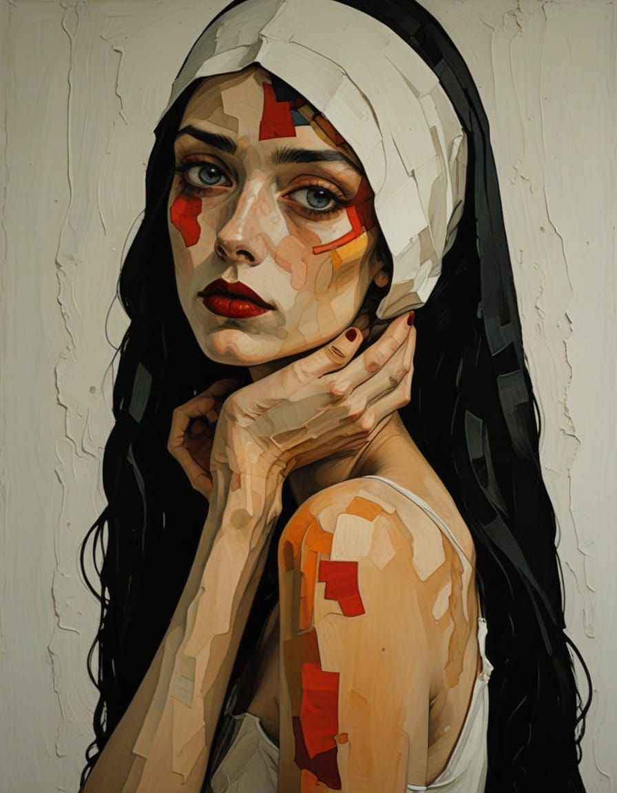 Gothic Portrait in Hyper-Contrasted Impasto Style