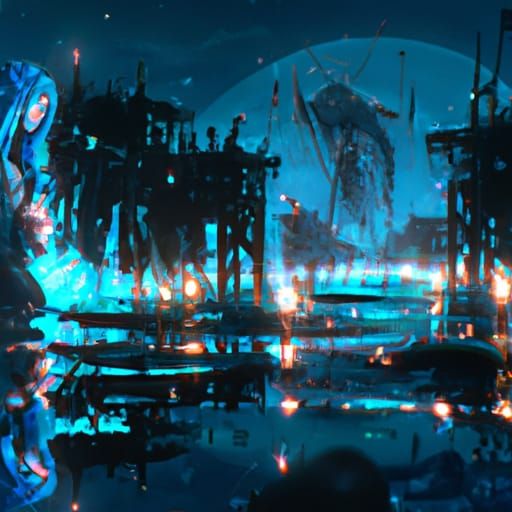 Ocean Nights Concept Art in Orange and Teal