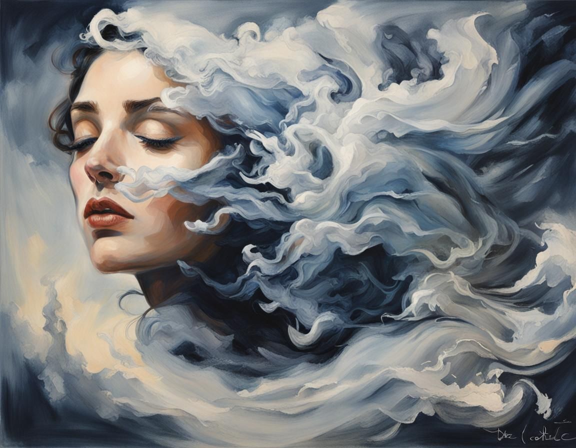 Ethereal Woman Made of Smoke