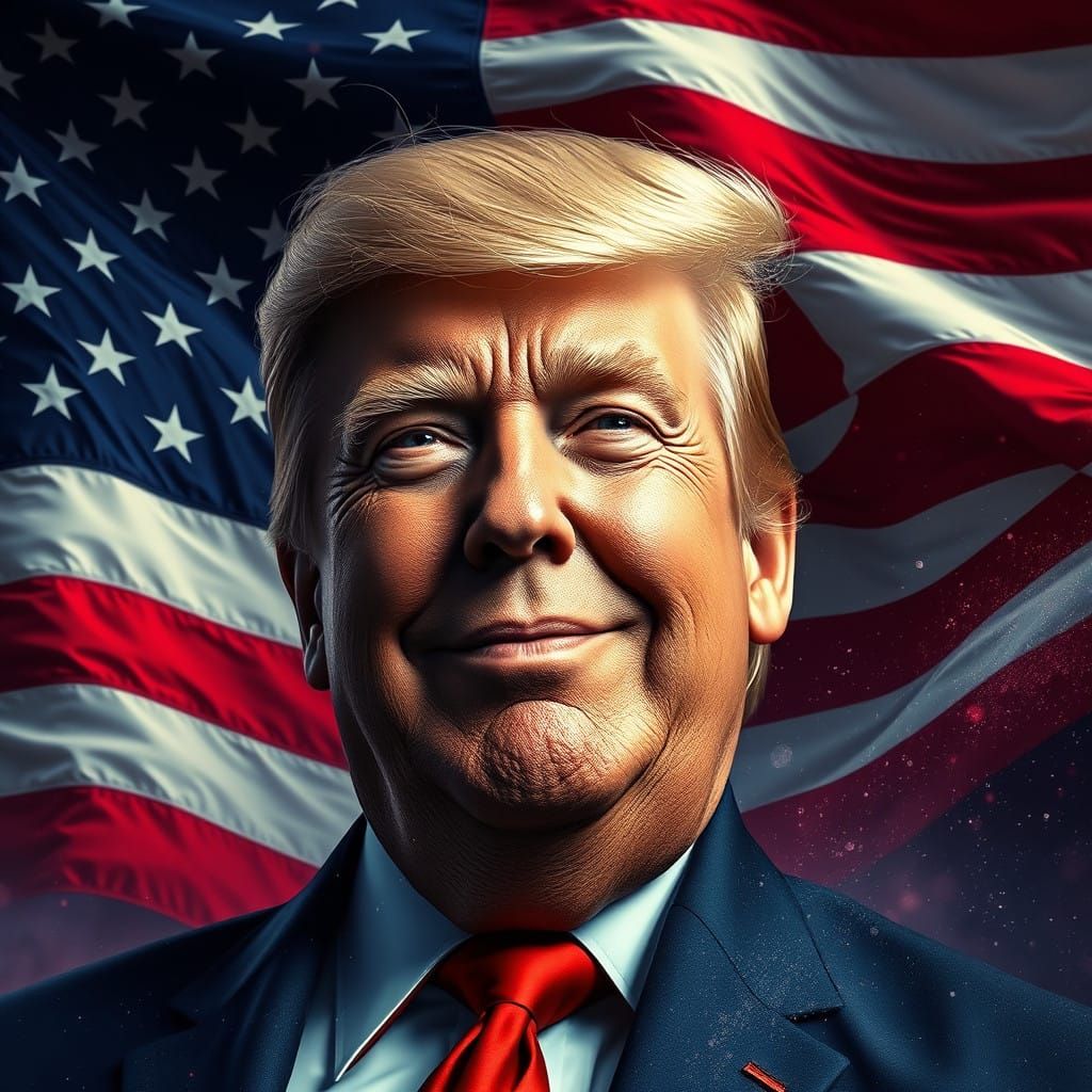American Flag Fantasy Portrait of Donald Trump