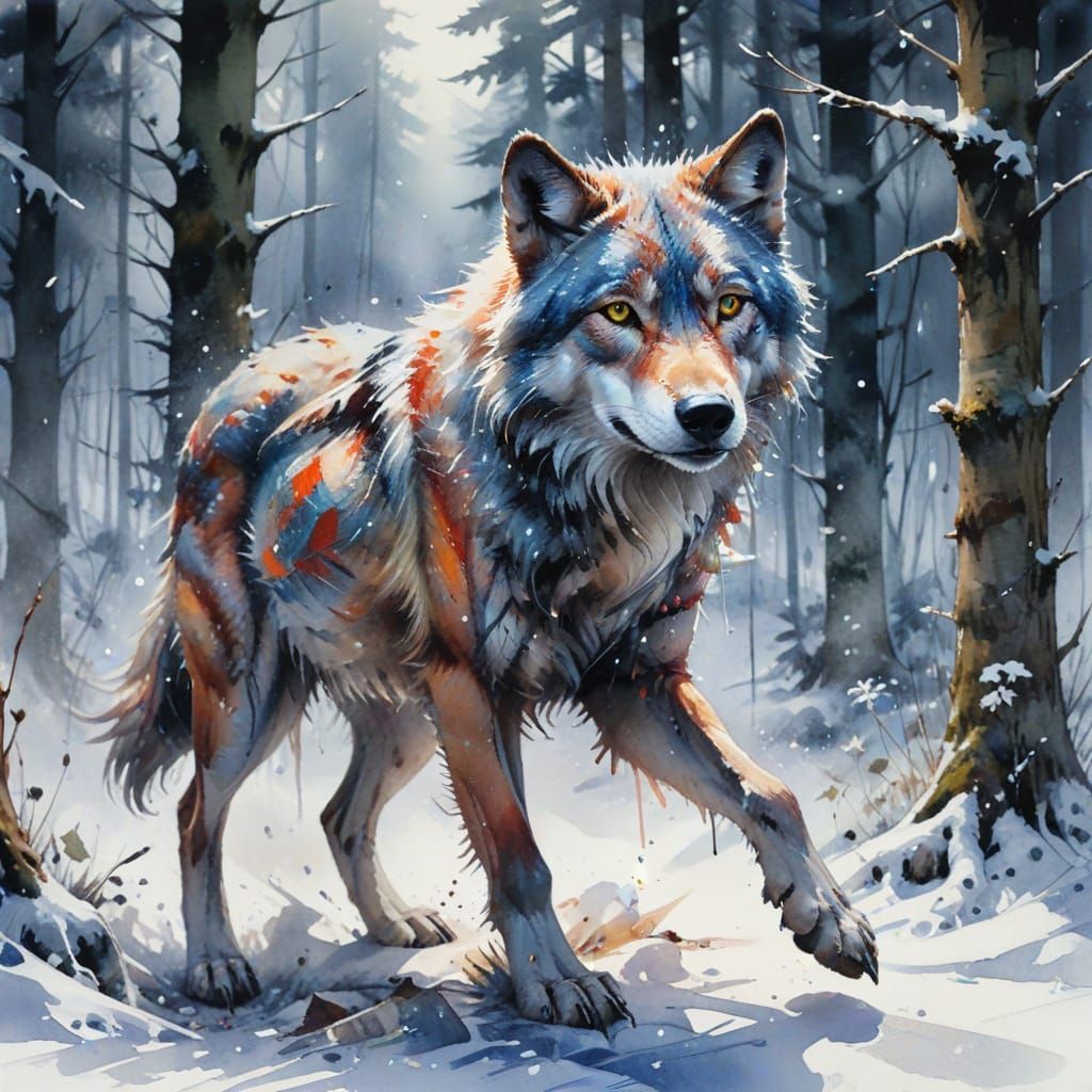 Majestic Wolf Illuminates Frozen Wilderness