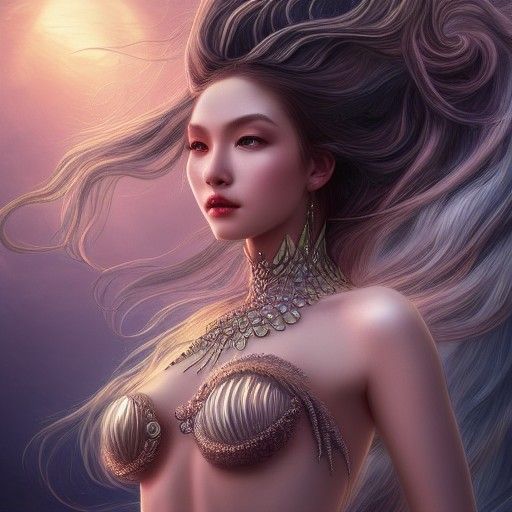 Ethereal Mermaid Goddess: Hyperdetailed Digital Painting