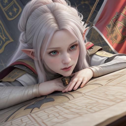 Elven Woman Watching Medieval Tournament, 3D Render