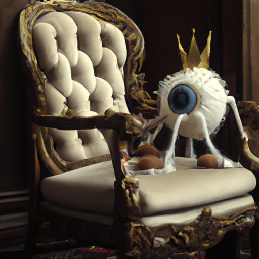 Eyeball Monster Knitting Eyelashes in Victorian Setting