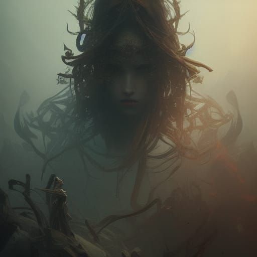 Hyperdetailed Face of the End in Dark Fantasy