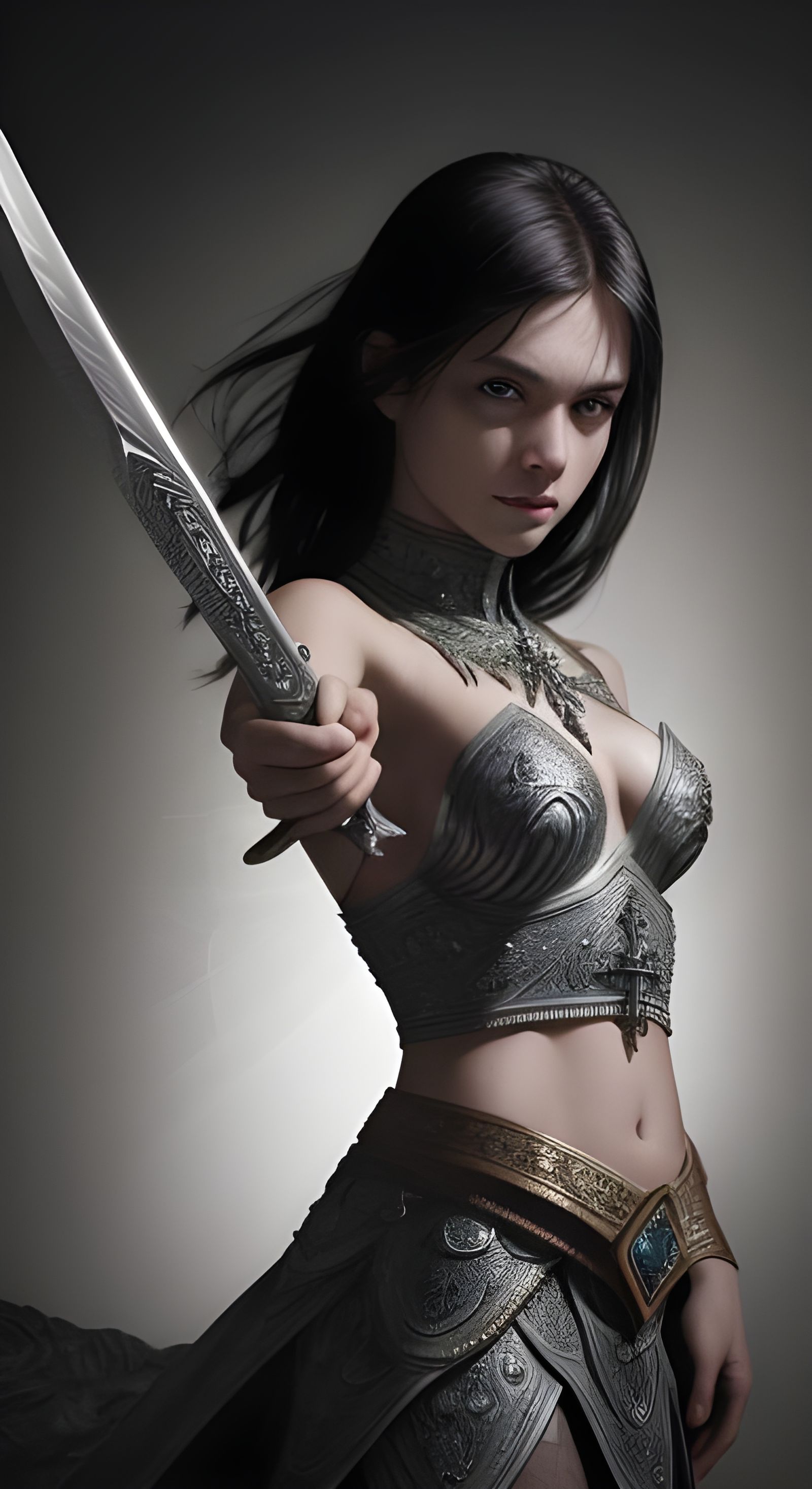 Excalibur in Basalt Stone: Hyperdetailed Close-Up