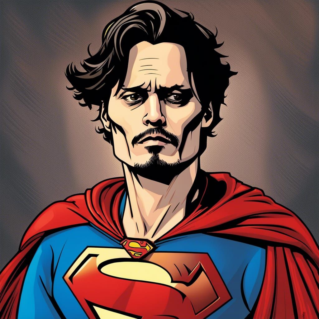 Johnny Depp as Superman in Comic Book Style
