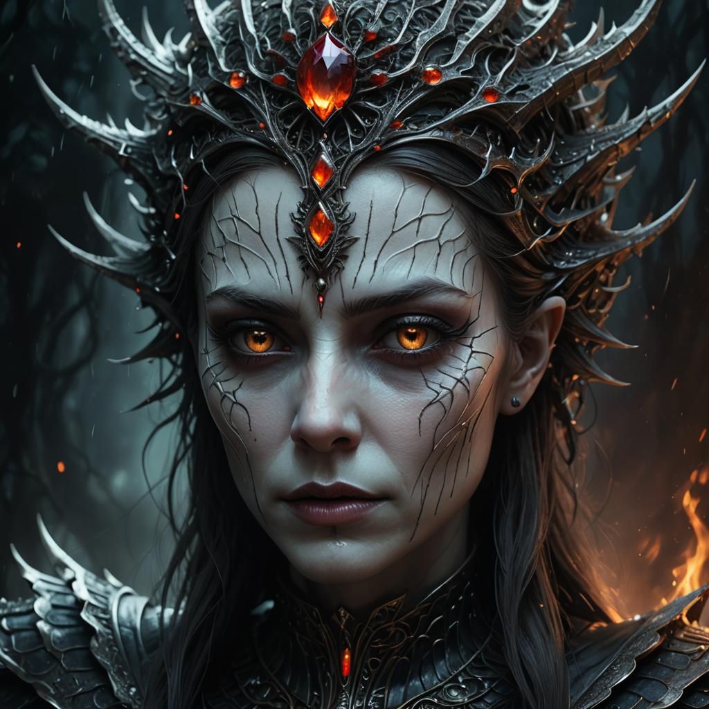 Hyperrealistic Dark Queen Concept Art Portrait