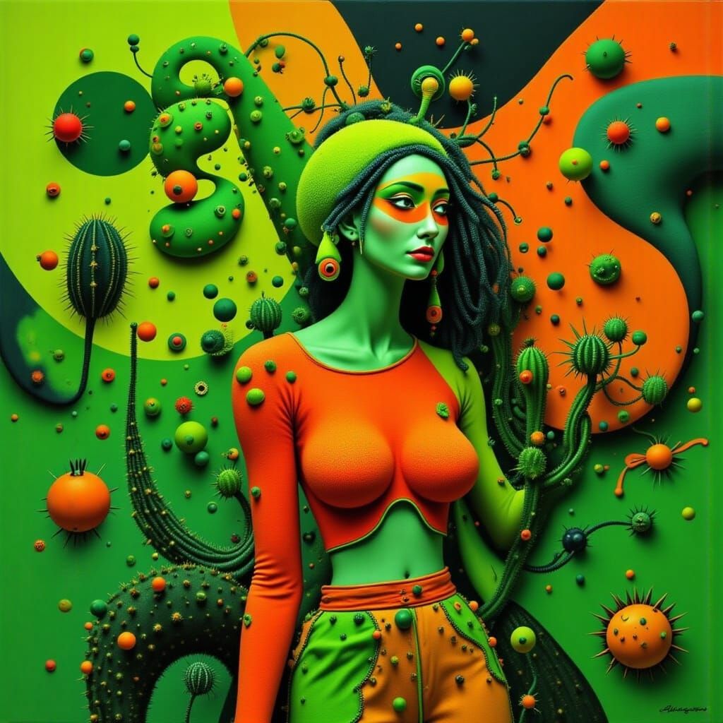 Neon Cactus in Bauhaus Style