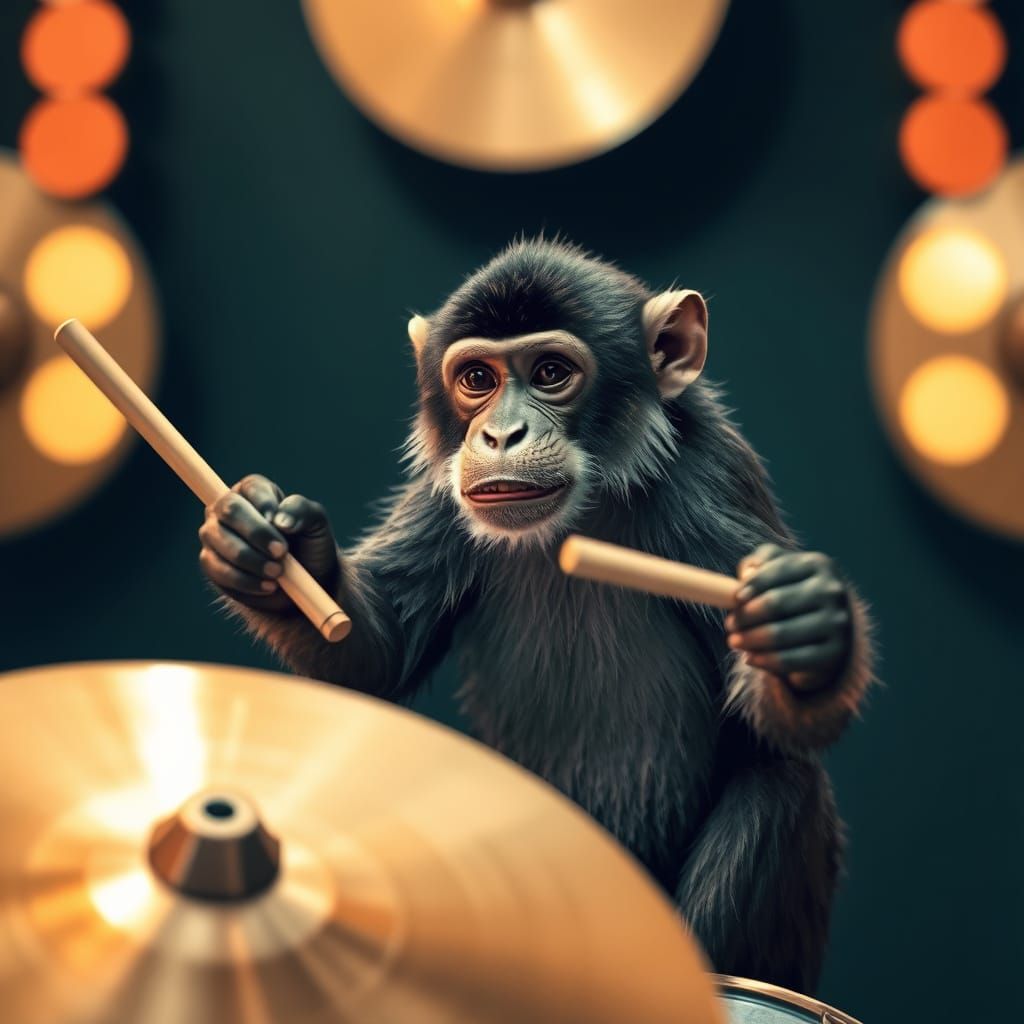 Monkey Playing Cymbals with Energy