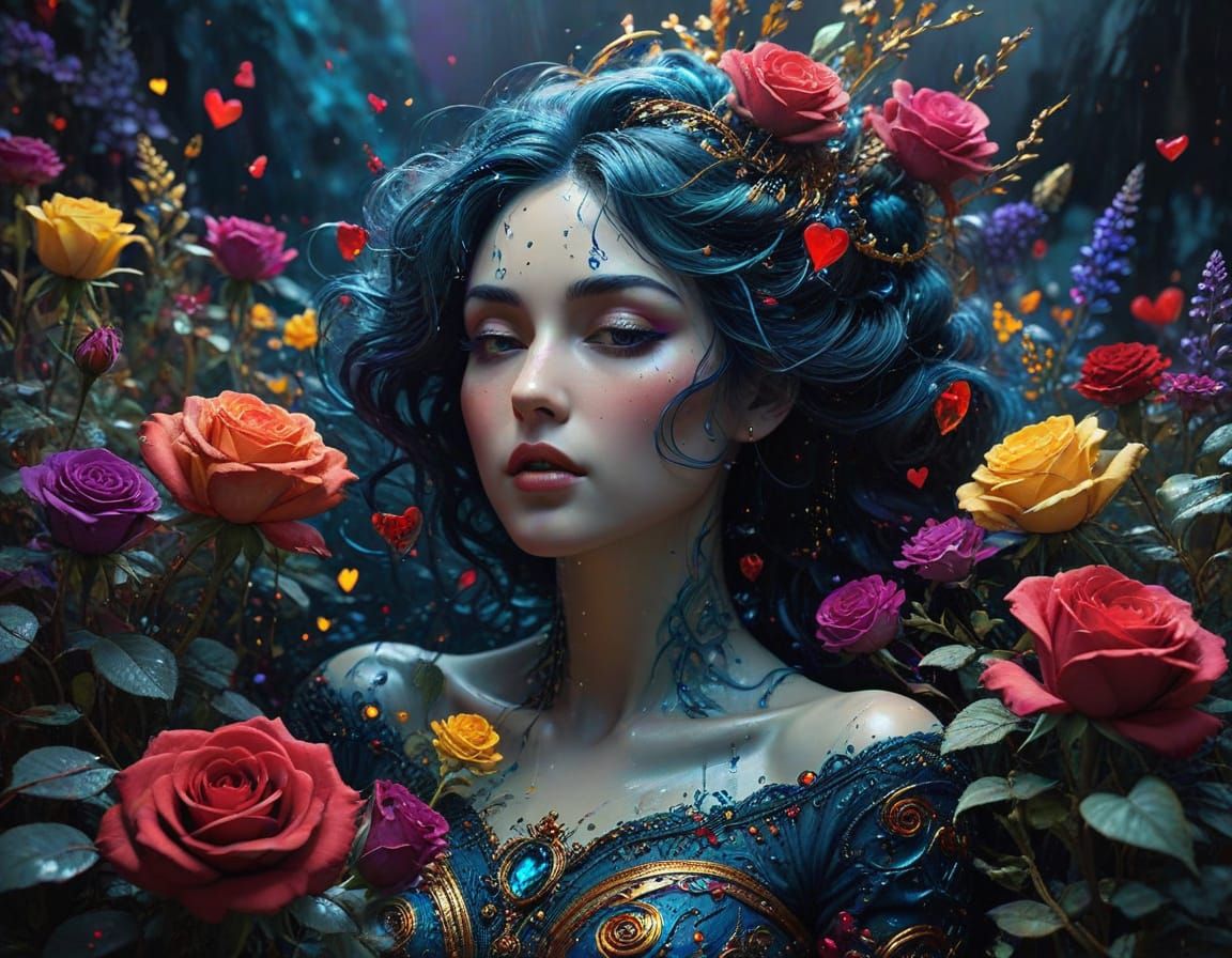 Valentine's Day Goddess in Klimt-Inspired Surrealism