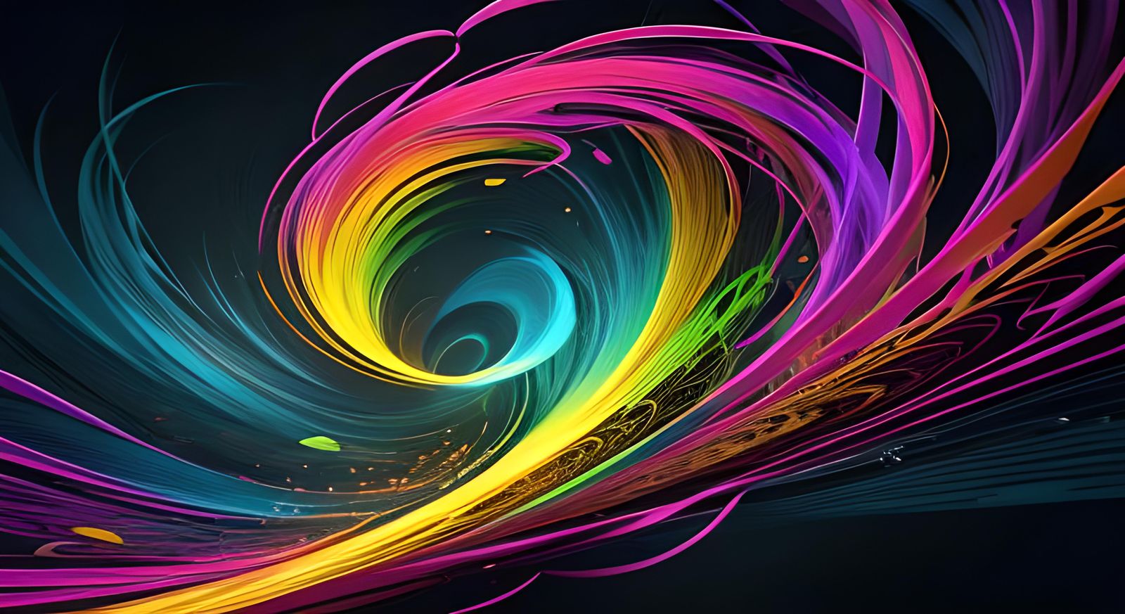 abstract lines wavy curve zigzag 3d effect orchid flower dark background