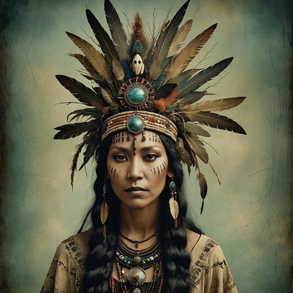 Surreal Shaman Woman Portrait in Digital Fantasy Style