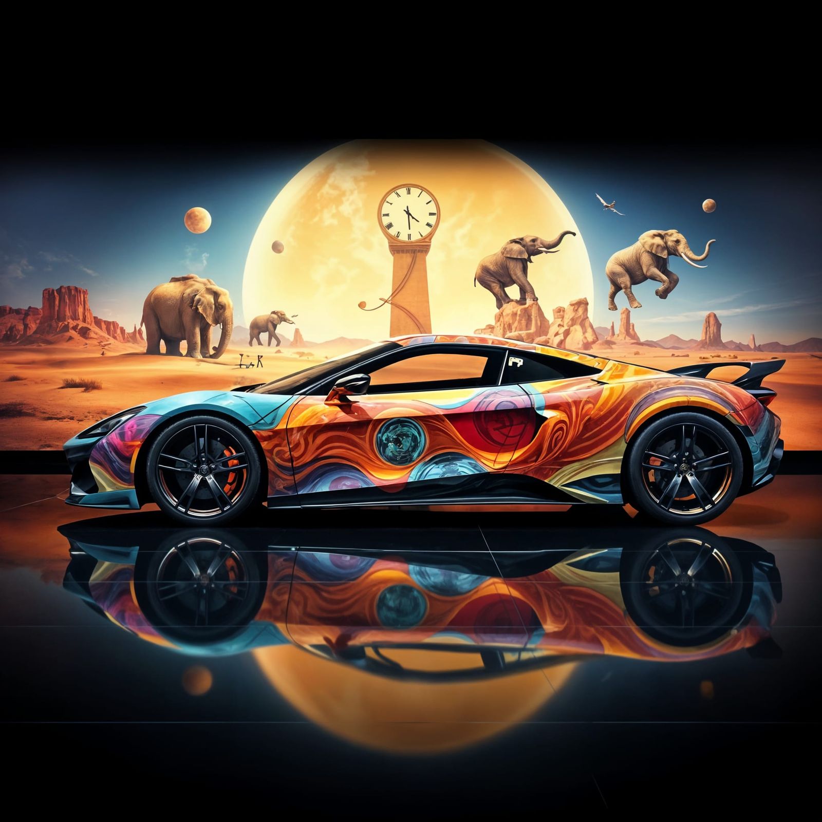 Surreal Sports Car in Salvador Dali Style