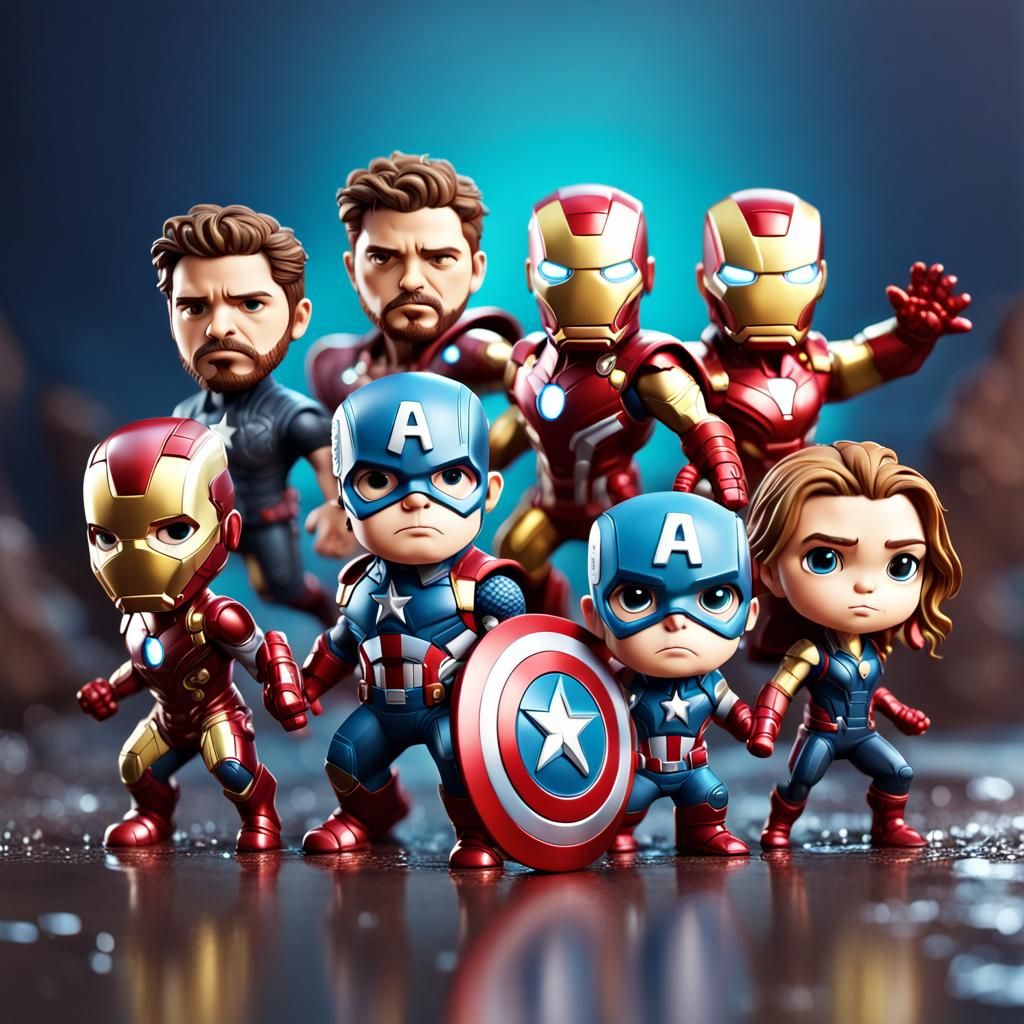 Cute 3D Avengers Figures: Hyperrealistic Concept Art