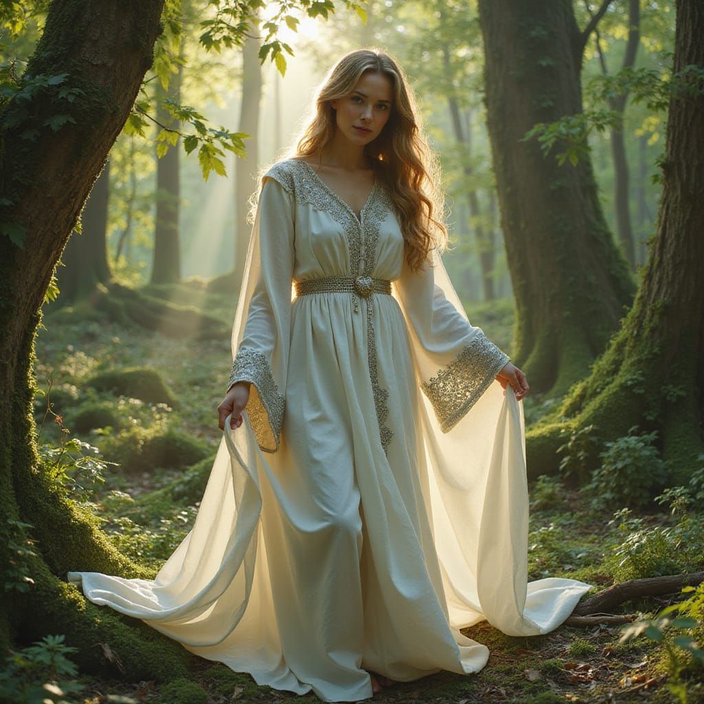 Mystic Woman in Forest, Ethereal Fantasy Art