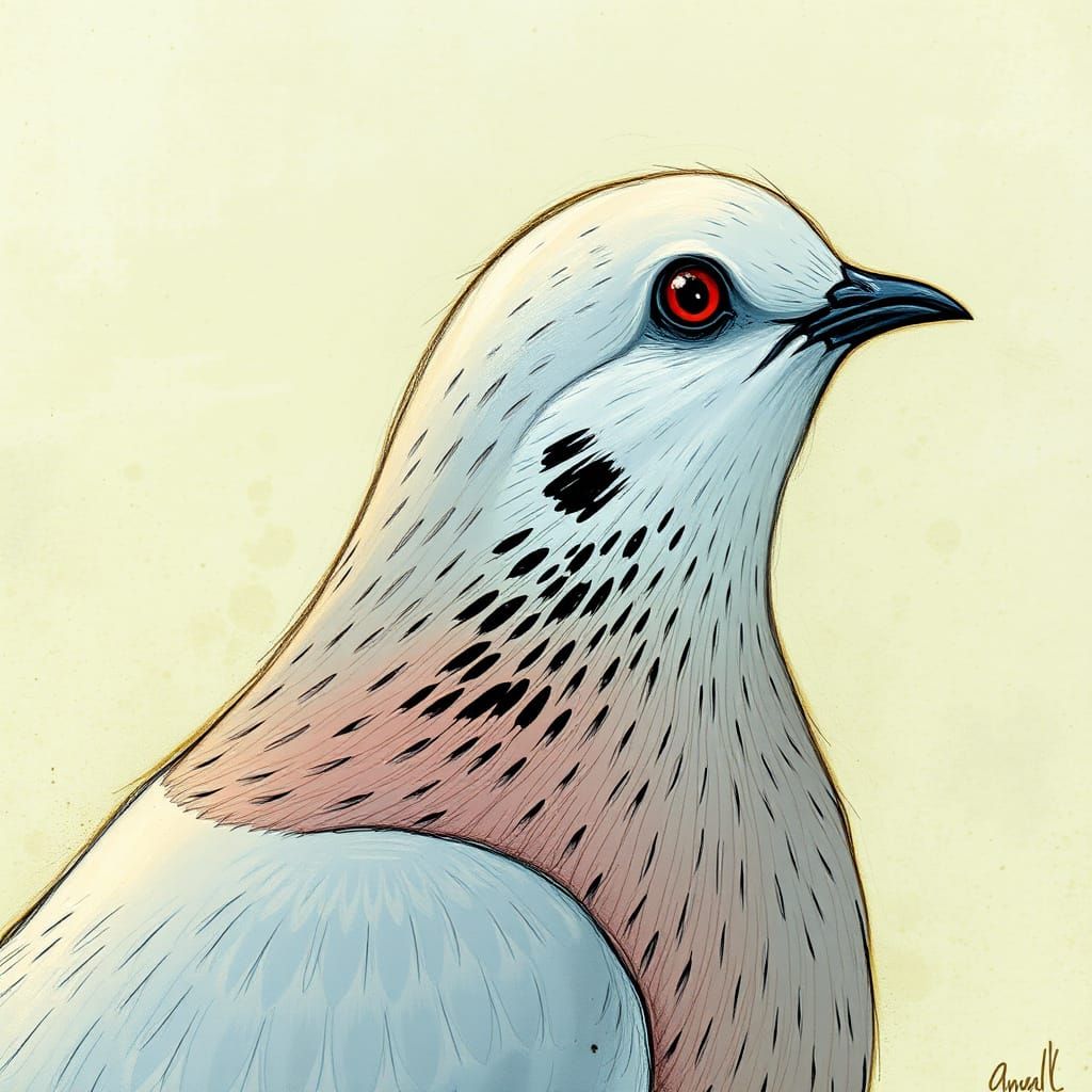 Serene Dove in Whimsical Children's Book Art