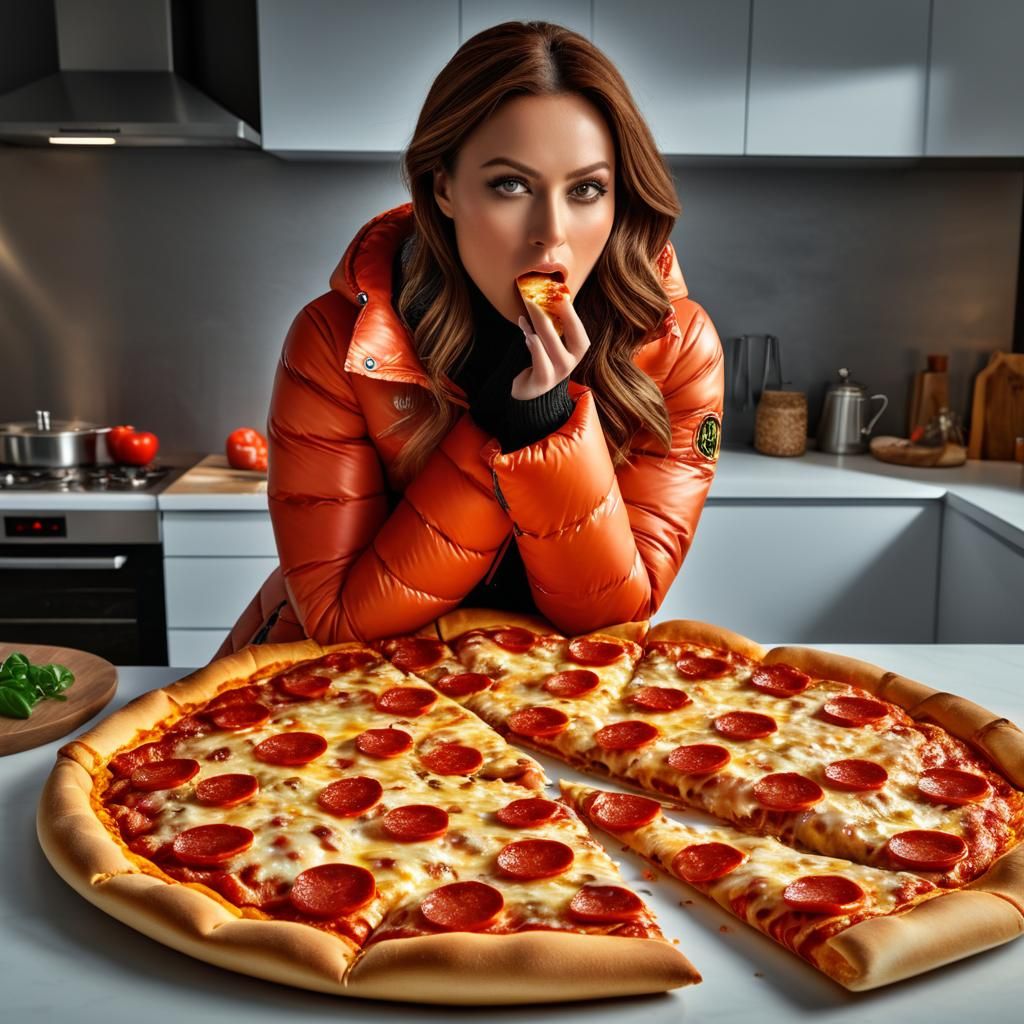 Surreal Pizza Jacket: A Photorealistic Kitchen Scene