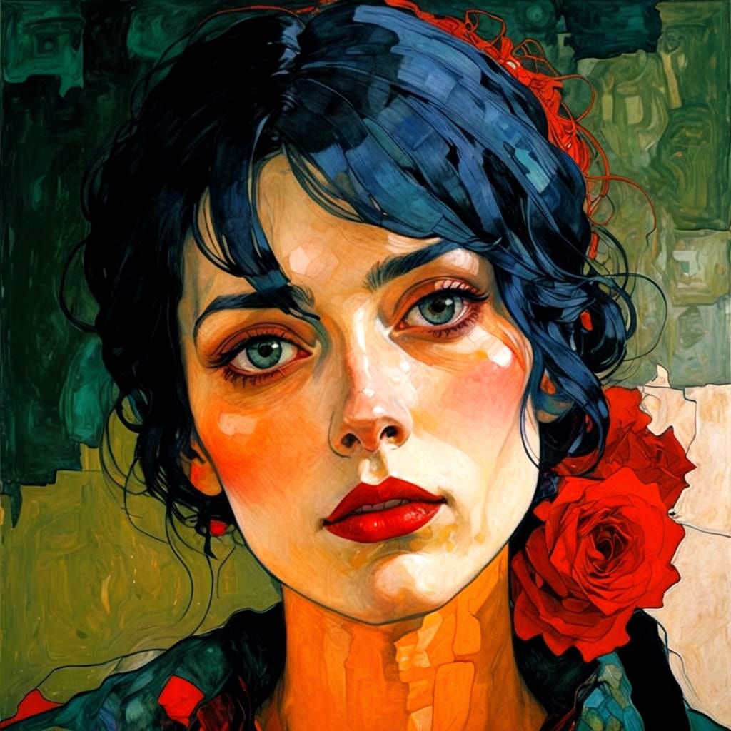 contrasted portrait of young elegant  girl