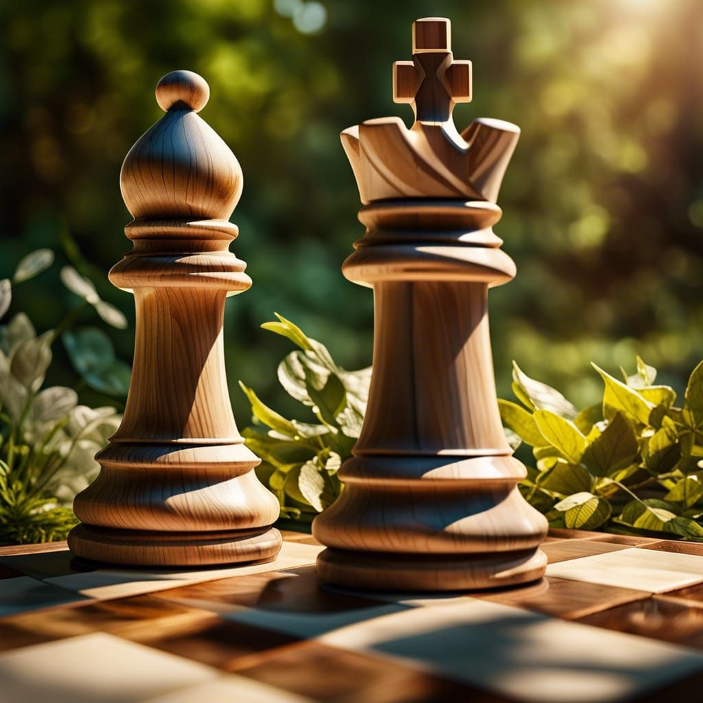 Chessboard in Peaceful Garden: Hyperrealistic Splash Art