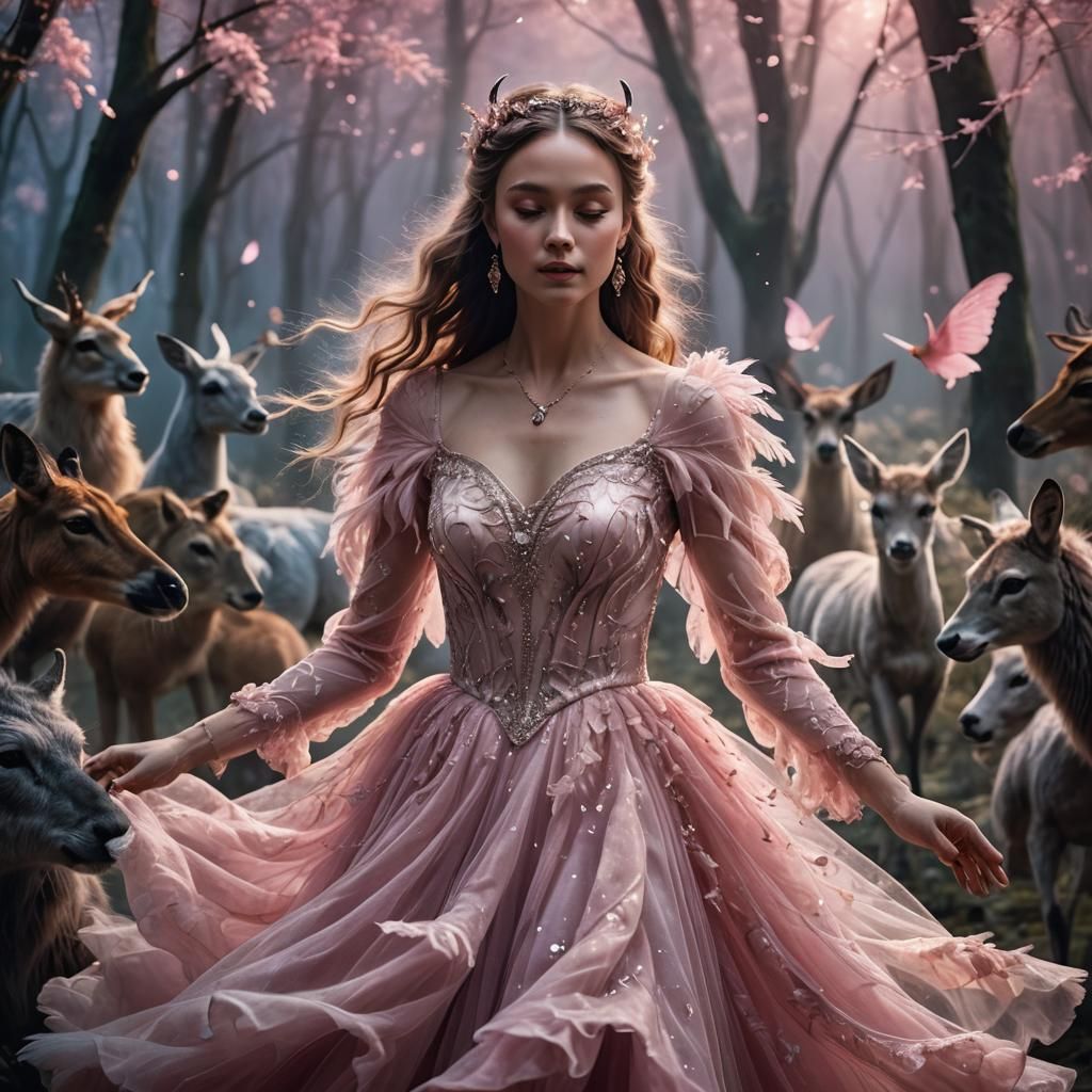 Magical Dancer in Moonlit Forest: Cinematic Fantasy Art
