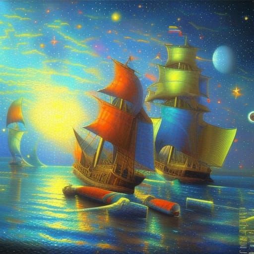 Cosmic Kiss: Geometric Android Love in Hyper-Surreal Style