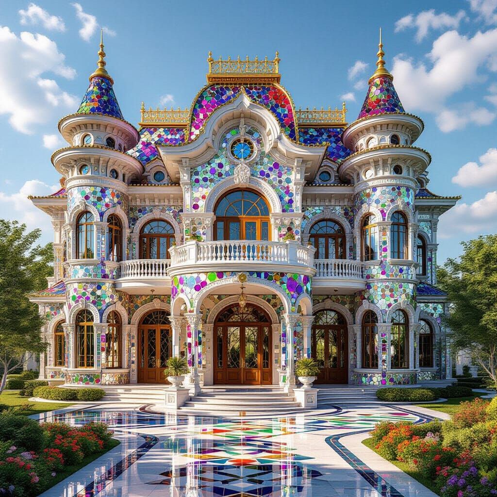 Majestic Birthstone Mansion with Gemstone Architecture