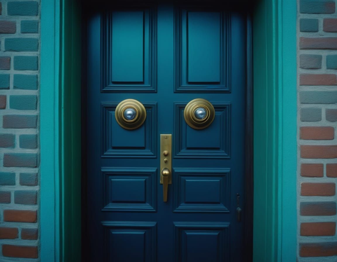 Surreal Skyscraper Door in Neon Colors
