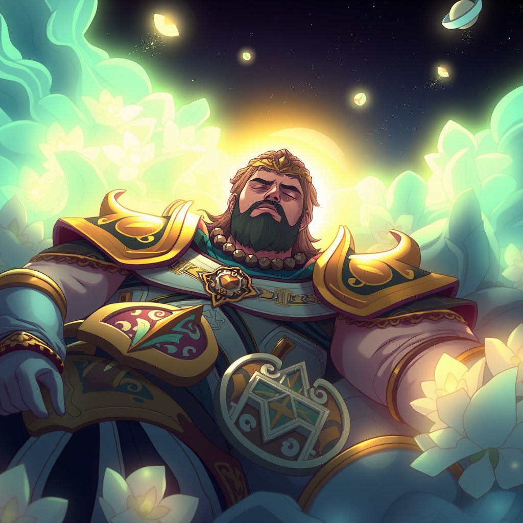 Mystic Guardian's Serene Slumber: An Anime Key Visual