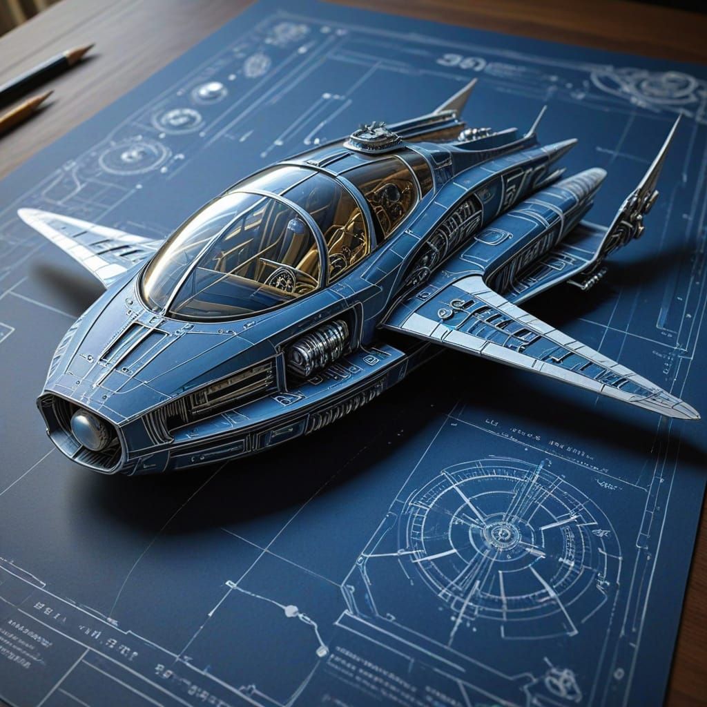 Steampunk Time Machine Blueprint in Vintage Style