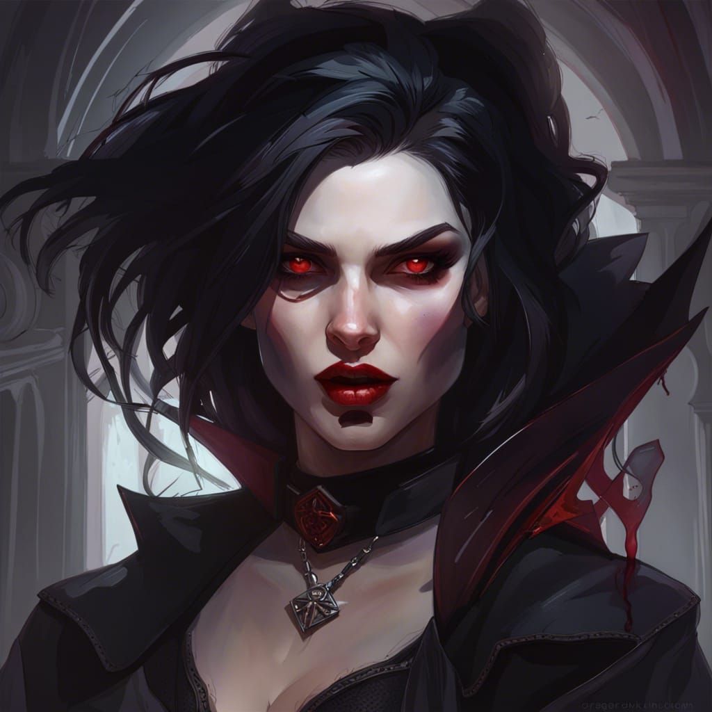 Badass Bloody Vampire Portrait in Modern Goth Style