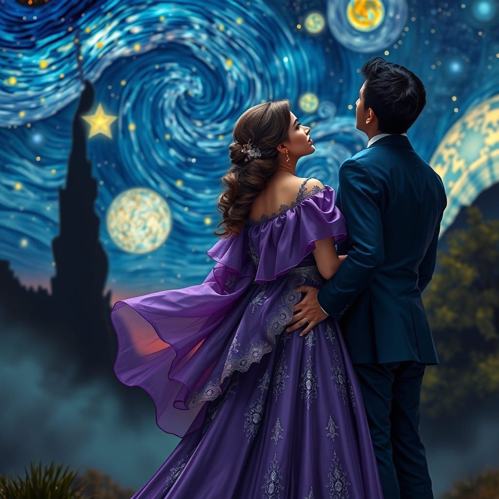 Whimsical Starry Night Couple