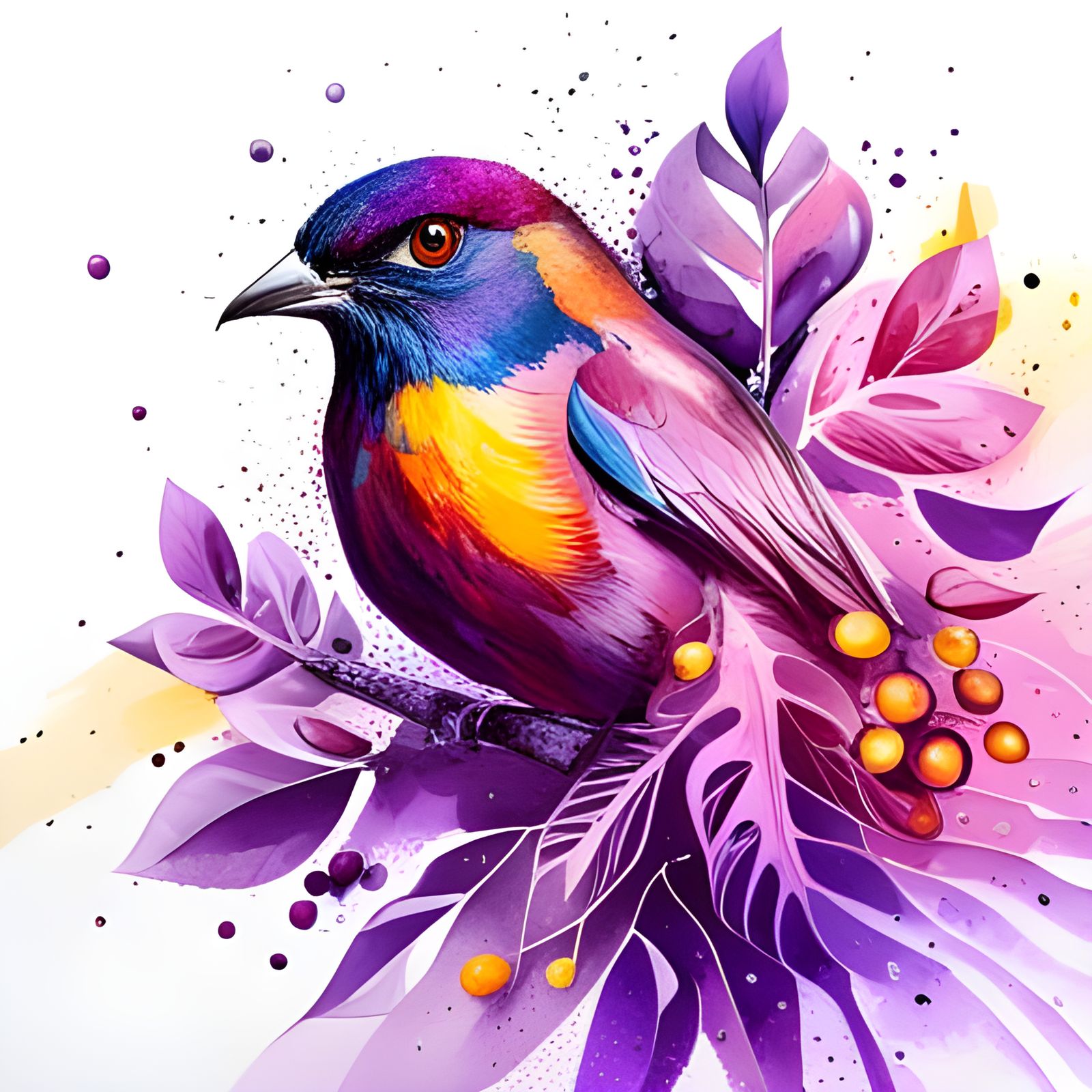 Intricate Purple Bird Geometric Abstract Art