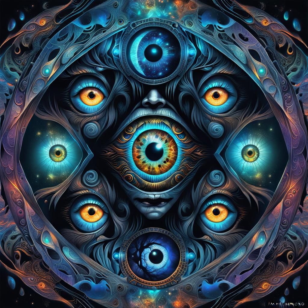 Psychedelic Eye Collage in Fantasy Art Style