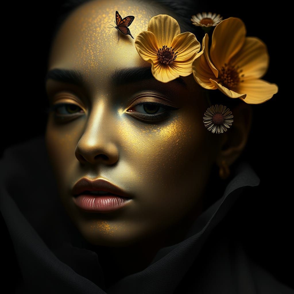 Golden Woman: A Nature-Inspired Portrait