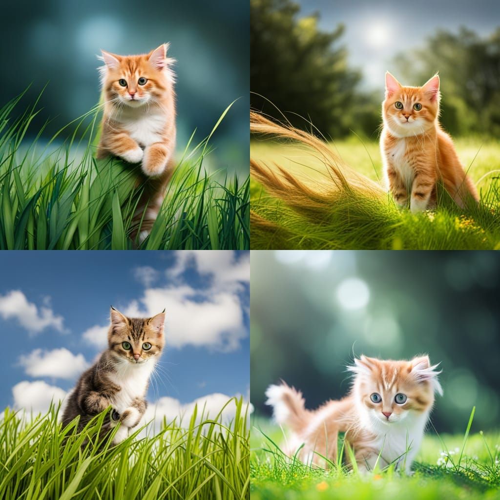 Cat Playing in the Grass