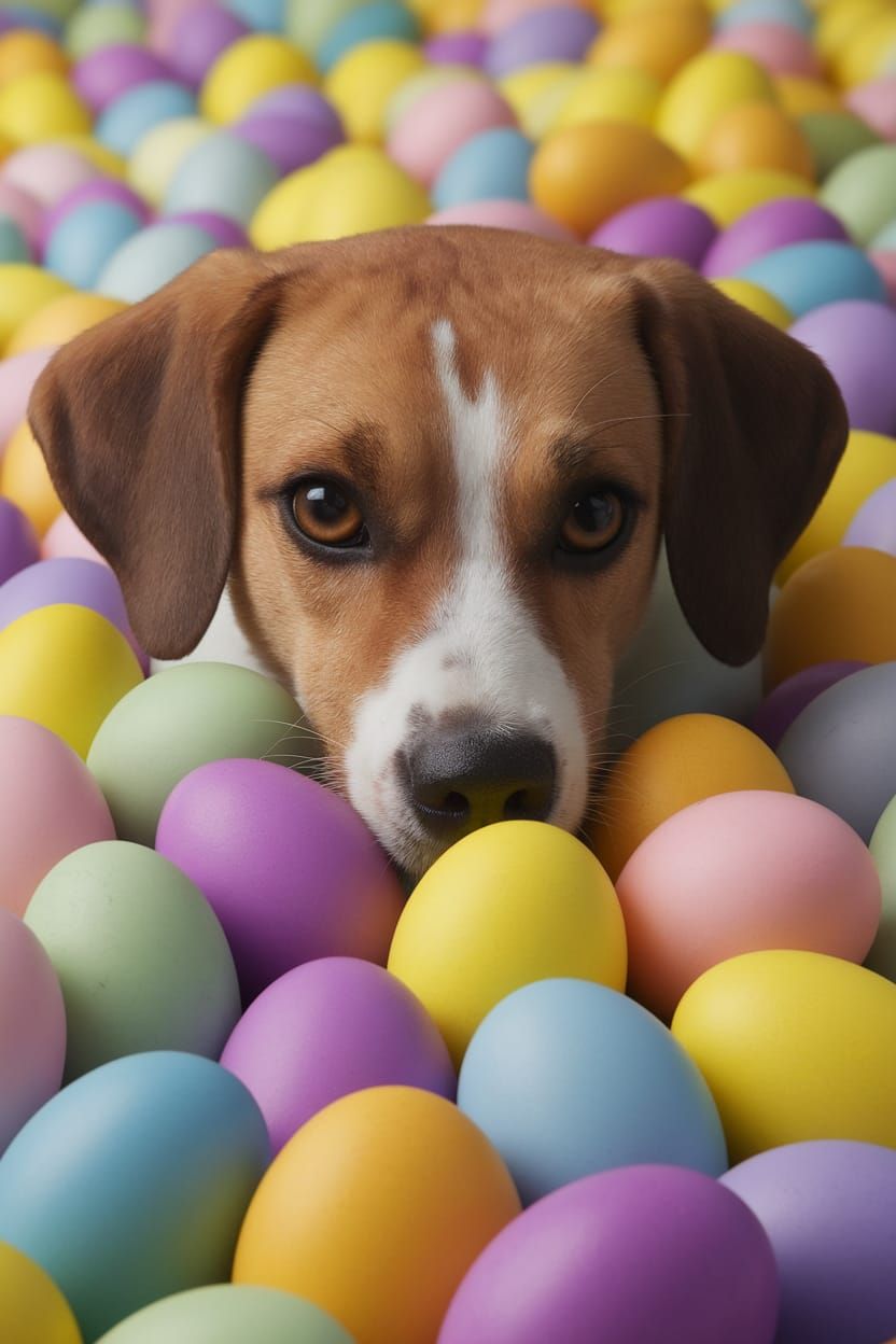 Canine Easter Egg Entrance in Photorealistic Detail