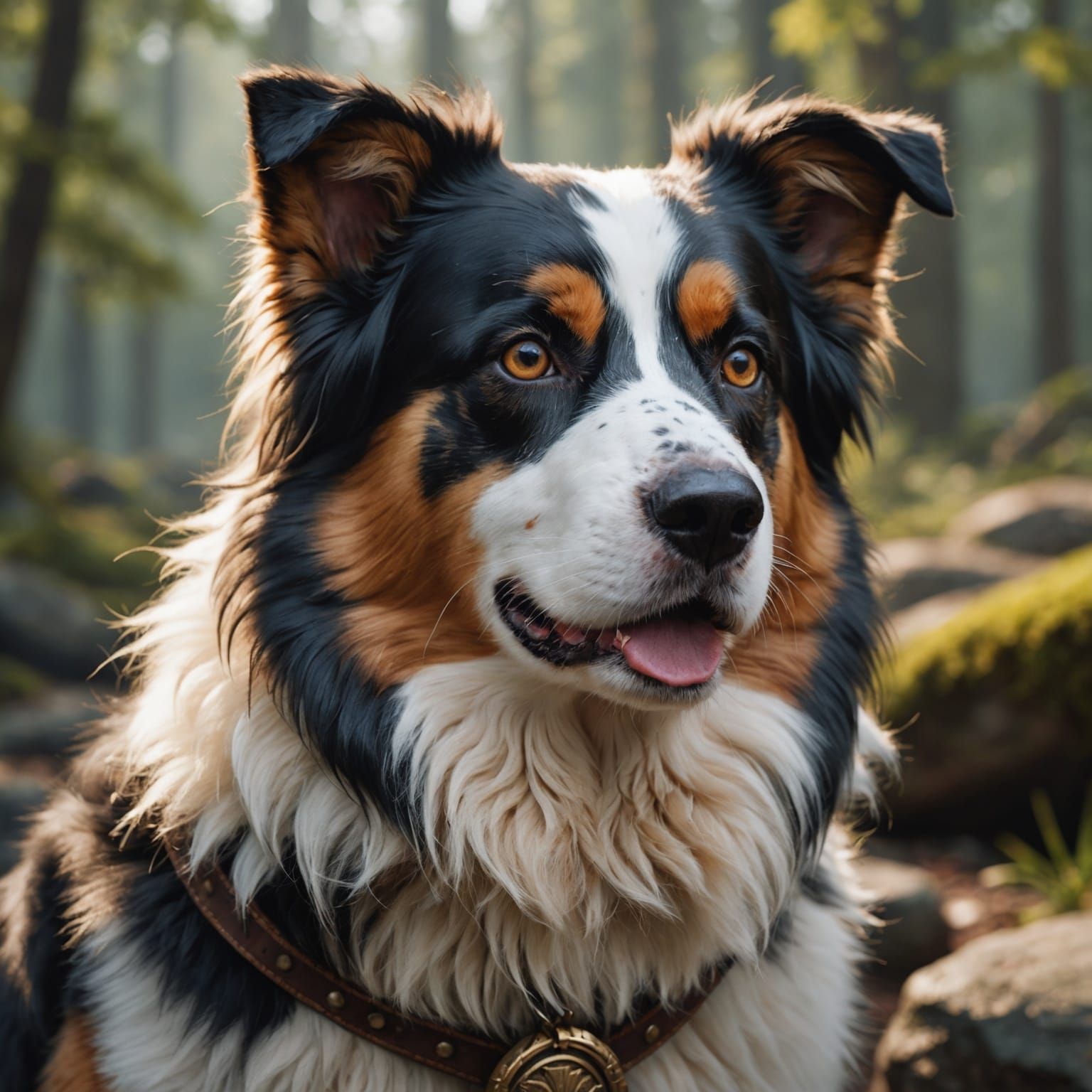 Australian Shepard with Unique Facial Markings