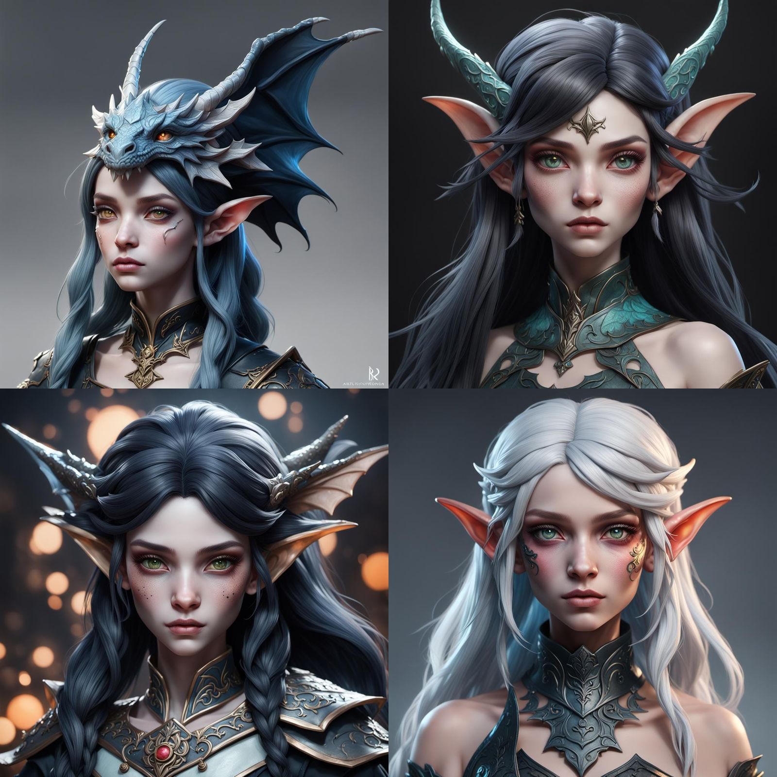 Black Porcelain Elf Dragon Doll Portrait