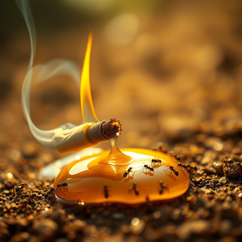Cigarette to Honey: A Vibrant, High-Resolution Macro Image