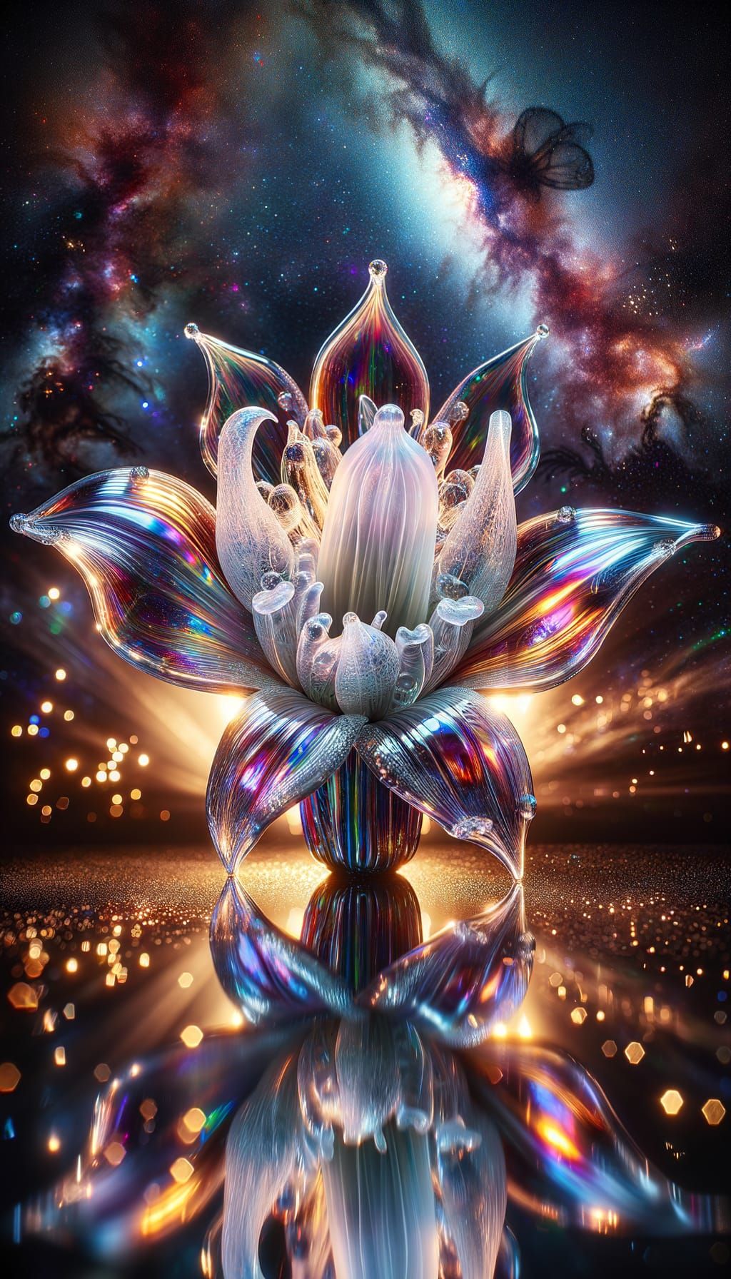 Iridescent Glass Bat Flower Macro Shot