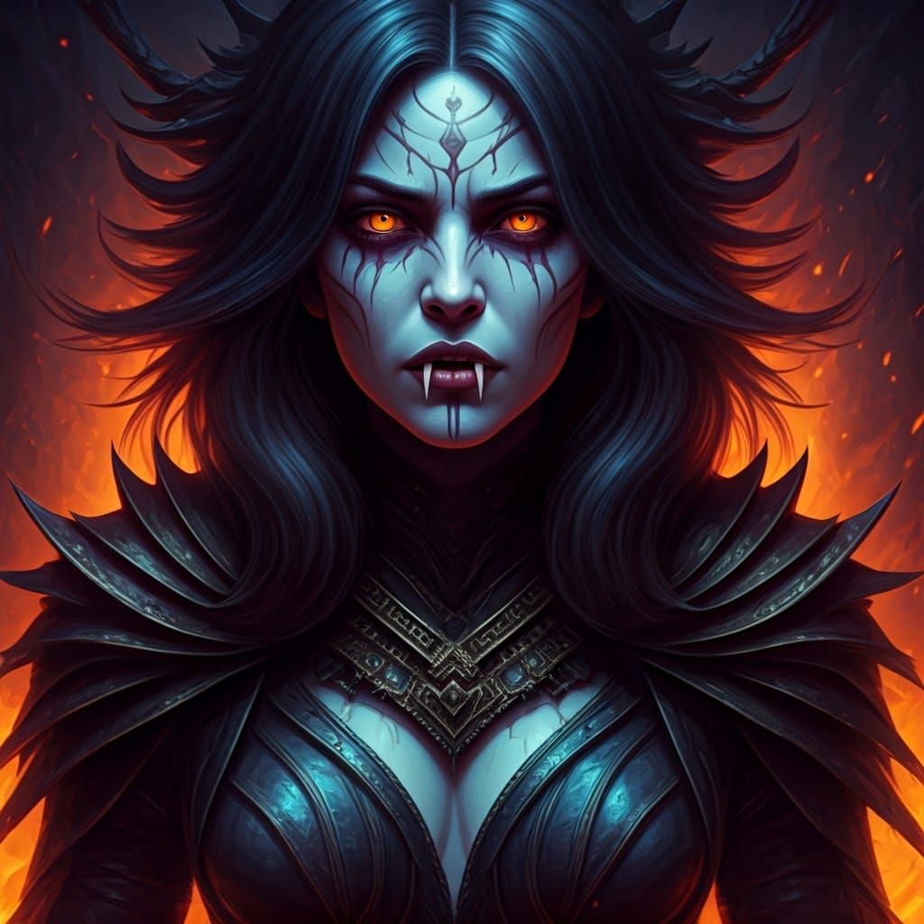 Vampire Girl Portrait in Dark Fantasy Style